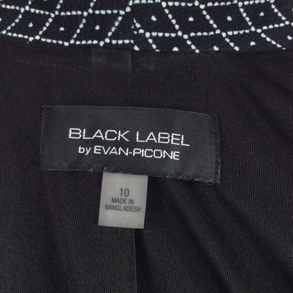 Black Label Evan Picone Open Trench Blazer Jacket 10 Black Diamond Plaid Gold - Picture 8 of 10